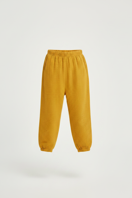 Pantalon Chinois Jaune Ample Coton Lin Enfant - vue 3