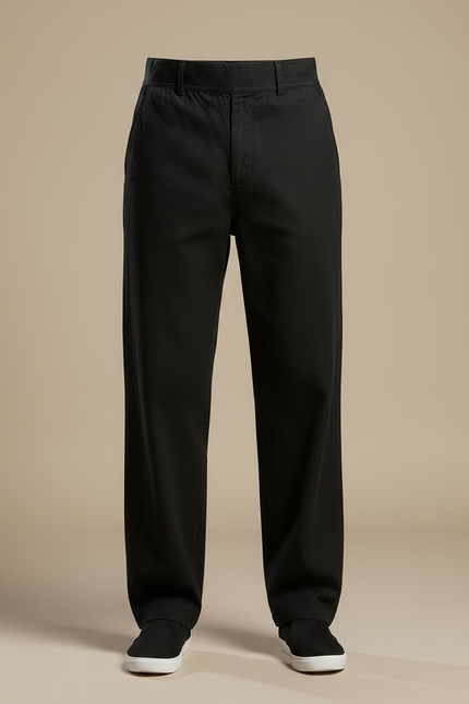 Pantalon Chinois Noir Ample Coton Basique Homme - vue 3