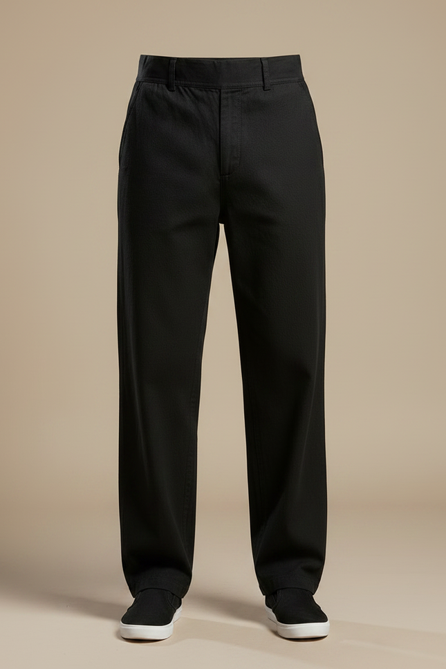Pantalon Chinois Noir Ample Coton Basique Homme - vue 3