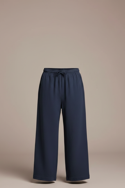 Pantalon Chinois Bleu Marine Ample Lin Confortable Enfant - vue 3