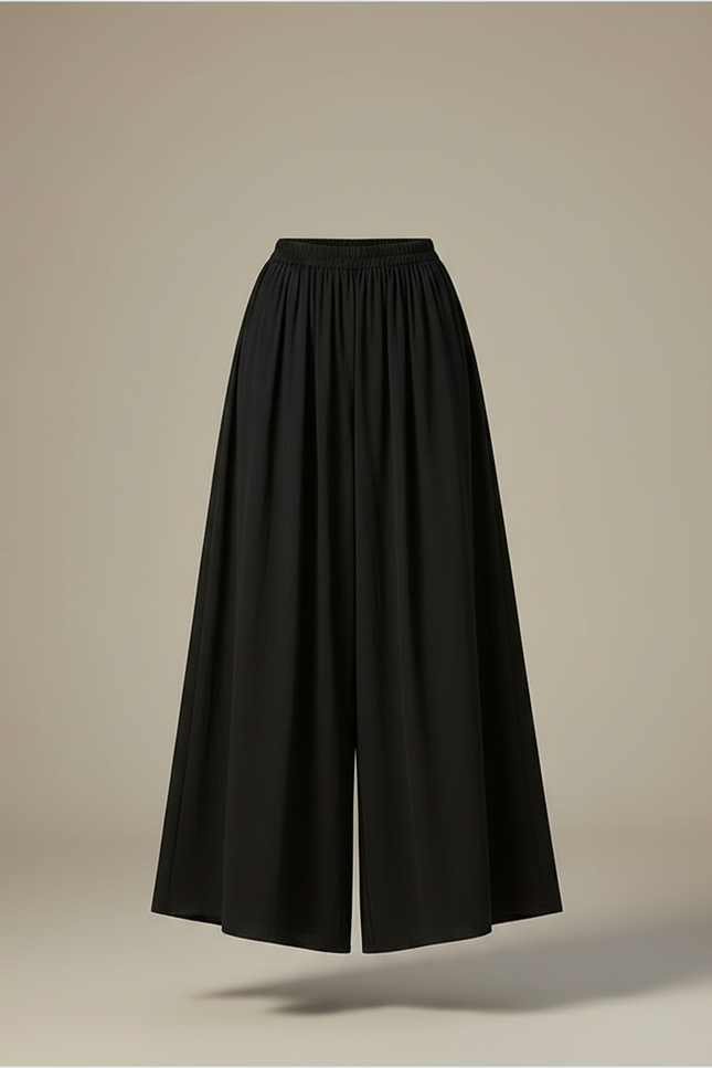 Pantalon Chinois Jupe Chiffon Encre Dégradé Élégant Femme - Noir Viscose - vue 3