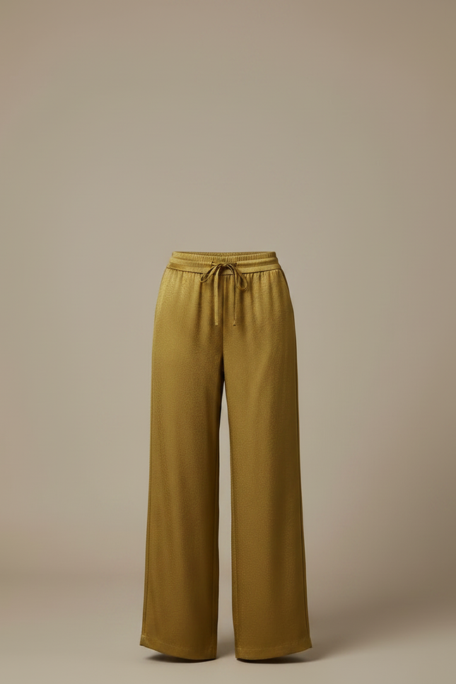 Pantalon Chinois Satiné Kaki Fluide Ample Élégant - vue 3