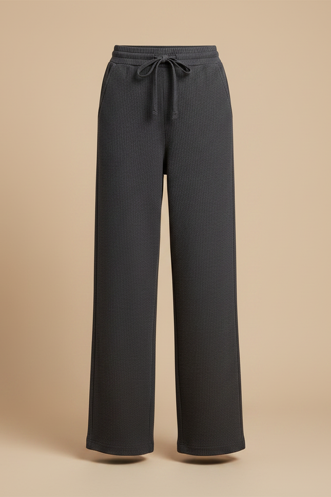 Pantalon Chinois Côtelé Gris Ample Confortable Femme - Cordé - vue 3