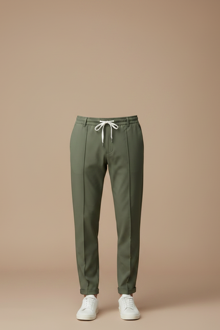 Pantalon Chinois Vert Kaki Droit Décontracté Cordon Homme - Polyester - vue 3