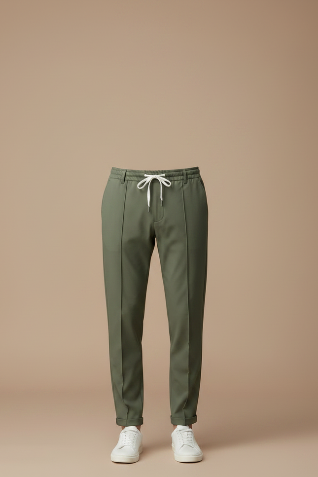 Pantalon Chinois Vert Kaki Droit Décontracté Cordon Homme - Polyester - vue 3