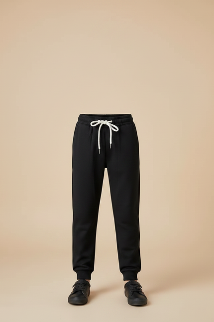 Pantalon Chinois Noir Cordon Ample Décontracté Enfant - Molleton - vue 3