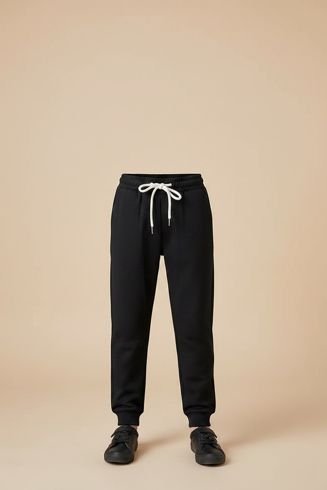 Pantalon Chinois Noir Cordon Ample Décontracté Enfant - Molleton - vue 3