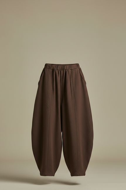 Pantalon Chinois Marron Ample Coton Lantern Femme - vue 3