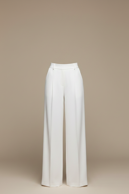 Pantalon Chinois Blanc Ample Fluide Élégant - Gabardine - vue 3