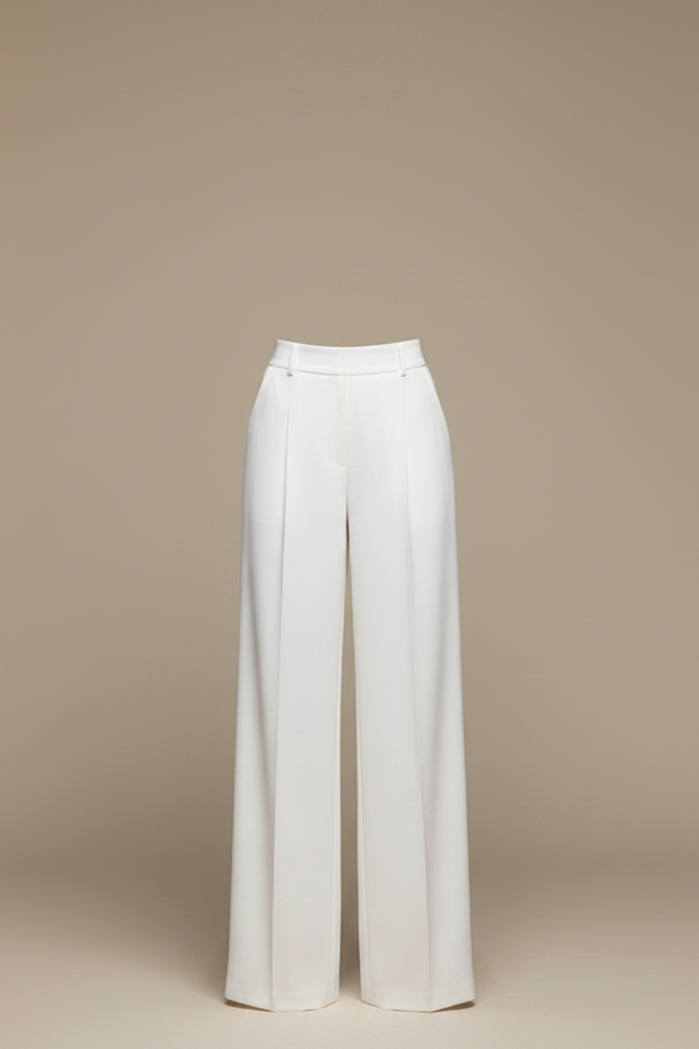 Pantalon Chinois Blanc Ample Fluide Élégant - Gabardine - vue 3