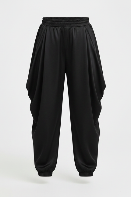 Pantalon Chinois Noir Satiné Ample Harem Garçon - vue 3