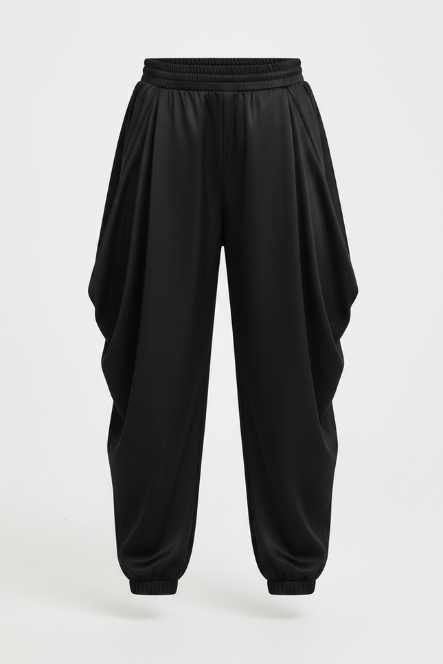 Pantalon Chinois Noir Satiné Ample Harem Garçon - vue 3