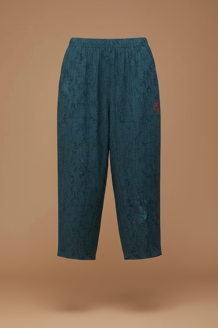 Pantalon Chinois Sarouel Imprimé Fluide Vert Femme - Viscose - vue 3