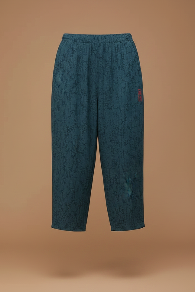 Pantalon Chinois Sarouel Imprimé Fluide Vert Femme - Viscose - vue 3