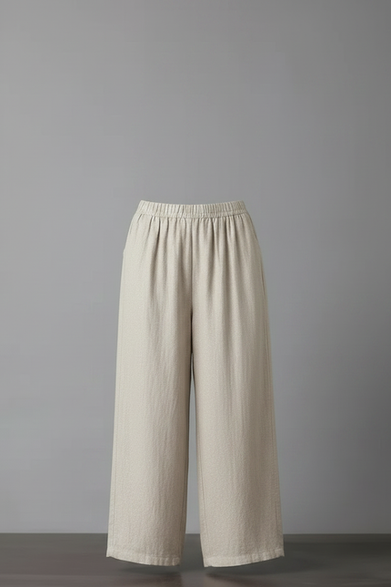 Pantalon Chinois Beige Ample Coton Fluide Femme - Lin - vue 3