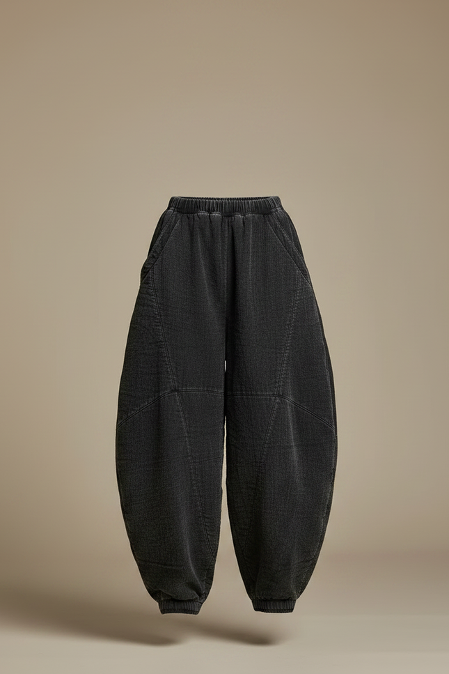Pantalon Chinois Gris Ample Côtelé Harem Décontracté - Cordé - vue 3