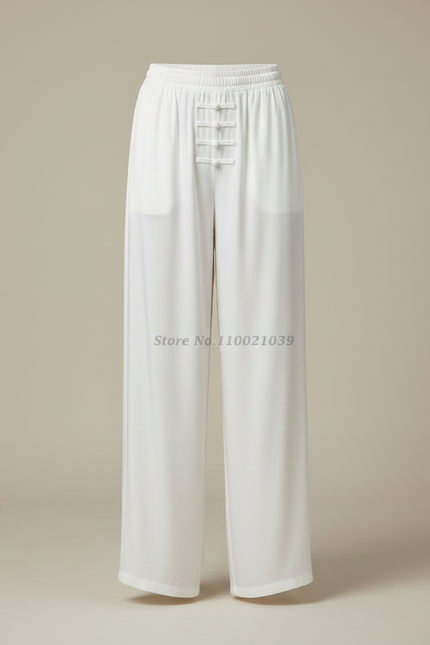 Pantalon Chinois Femme Blanc Ample - Soie - vue 3