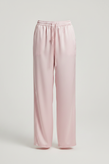 Pantalon Chinois Rose Satin Fluide Élégant Femme - vue 3