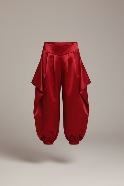 Pantalon Chinois Rouge Satiné Plissé Ample Enfant - vue 3