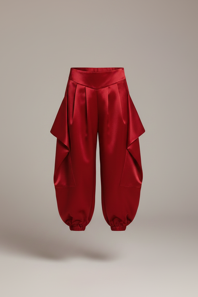 Pantalon Chinois Rouge Satiné Plissé Ample Enfant - vue 3