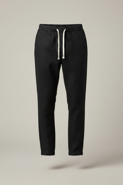 Pantalon Chinois Noir Lin Cordon Décontracté Homme - vue 3