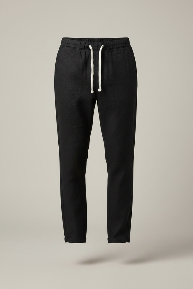 Pantalon Chinois Noir Lin Cordon Décontracté Homme - vue 3