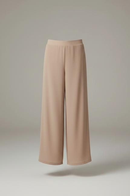 Pantalon Chinois Vert Fluide Jupe Superposée Élégant - Beige Viscose - vue 3
