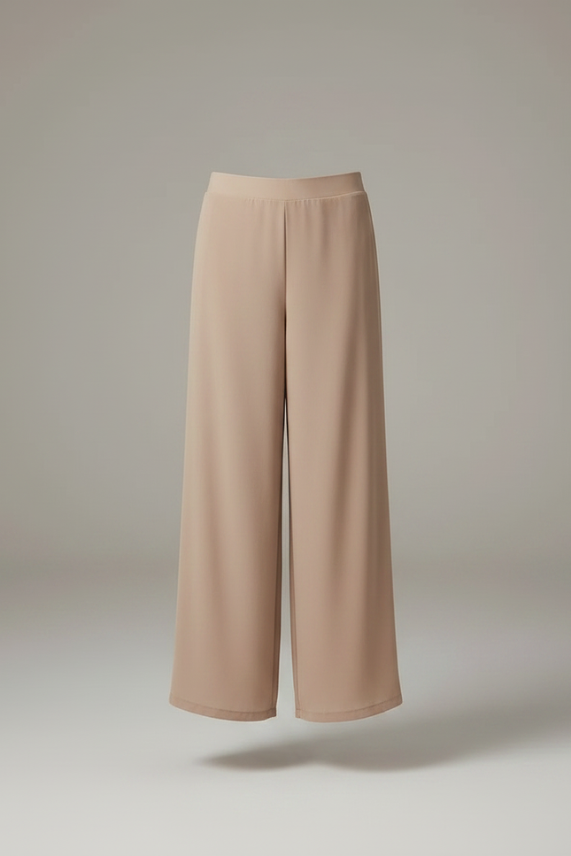 Pantalon Chinois Vert Fluide Jupe Superposée Élégant - Beige Viscose - vue 3