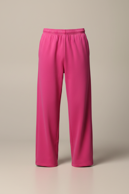 Pantalon Chinois Fuchsia Ample Molletonné Décontracté - Rose - vue 3