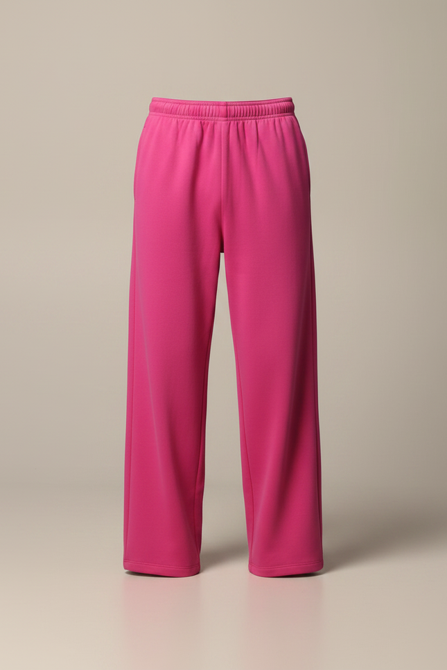 Pantalon Chinois Fuchsia Ample Molletonné Décontracté - Rose - vue 3