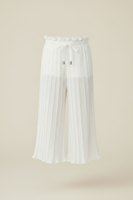 Pantalon Chinois Blanc Plissé Ample Fluide Décontracté - Polyester - vue 3