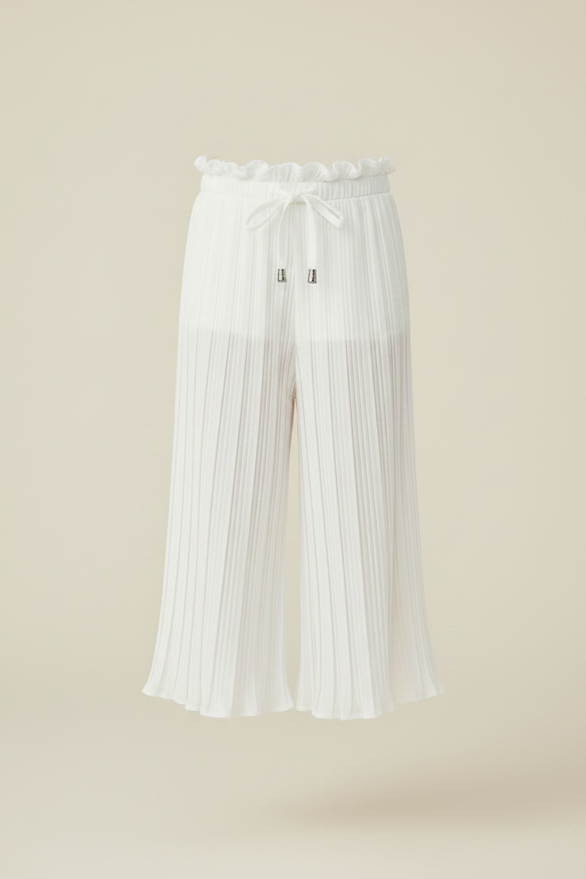 Pantalon Chinois Blanc Plissé Ample Fluide Décontracté - Polyester - vue 3
