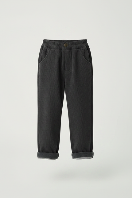 Pantalon Chinois Garçon Noir Ample Velours - Gris Cordé - vue 3