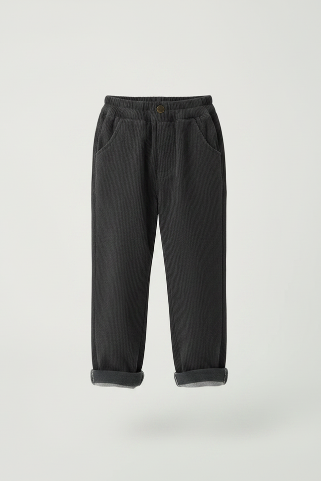 Pantalon Chinois Garçon Noir Ample Velours - Gris Cordé - vue 3