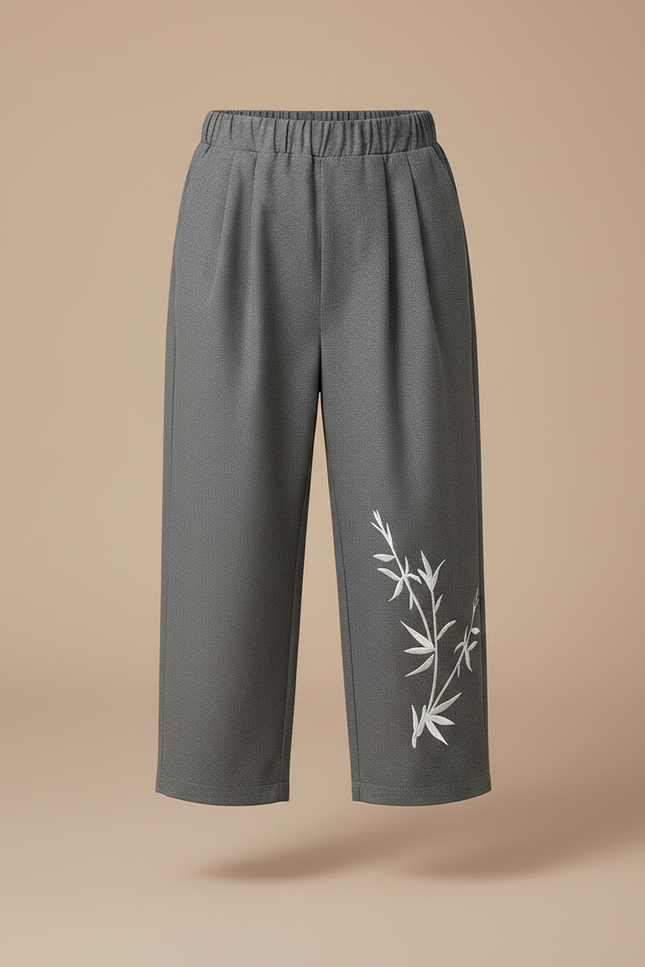 Pantalon Chinois Gris Ample Bambou Enfant Décontracté - Polyester - vue 3
