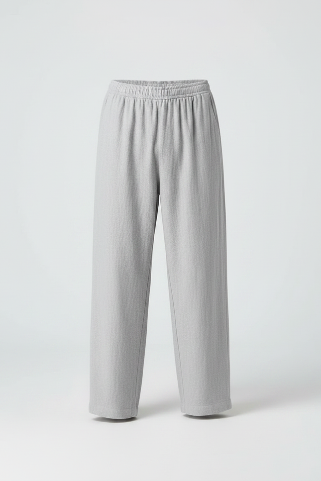 Pantalon Chinois Gris Clair Ample Lin Homme Décontracté - vue 3