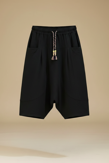 Pantalon Chinois Noir Coton Lin Ample Harem Homme - vue 3