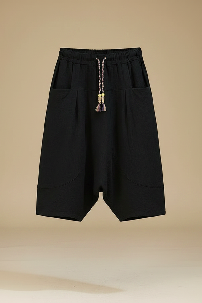 Pantalon Chinois Noir Coton Lin Ample Harem Homme - vue 3