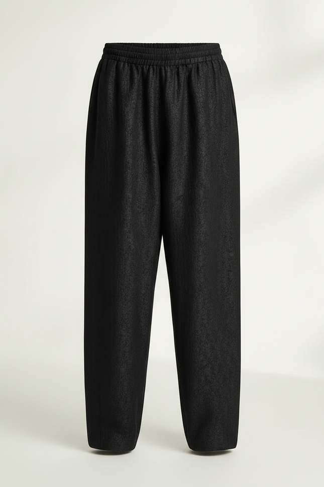 Pantalon Chinois Noir Ample Texturé Décontracté Enfant - Polyester - vue 3