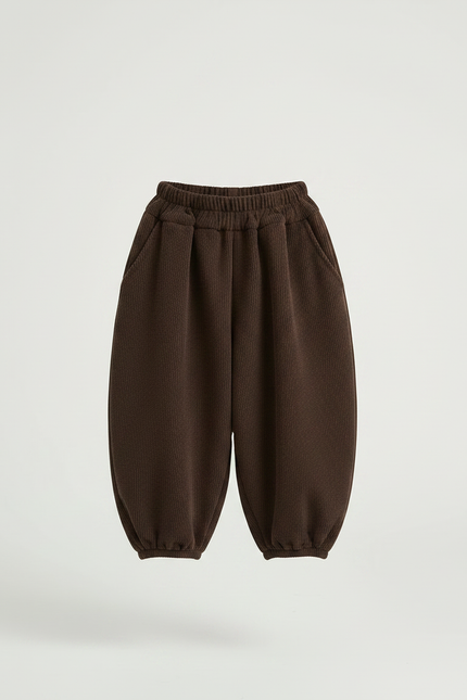 Pantalon Chinois Côtelé Ample Marron Fille Hiver - Cordé - vue 3