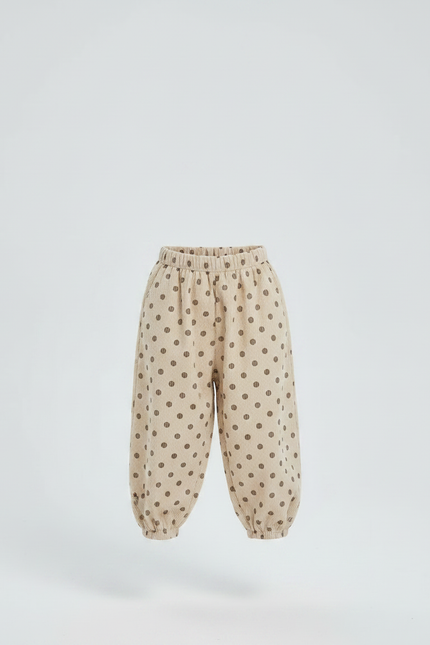 Pantalon Chinois Beige Côtelé Pois Ample Enfant - Cordé - vue 3
