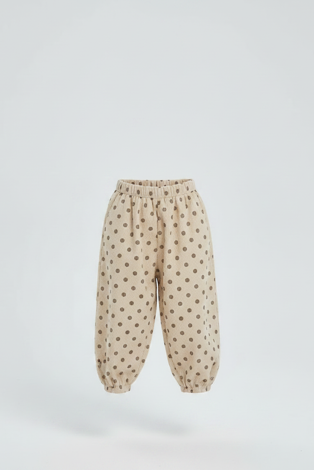 Pantalon Chinois Beige Côtelé Pois Ample Enfant - Cordé - vue 3