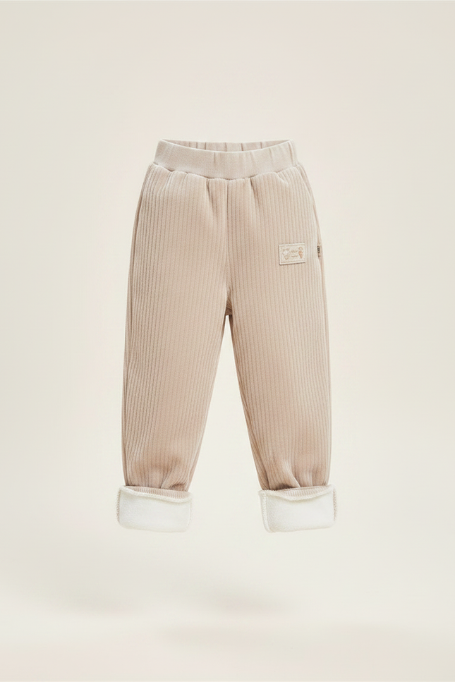 Pantalon Chinois Crème Côtelé Polaire Ample Enfant - Beige Cordé - vue 3