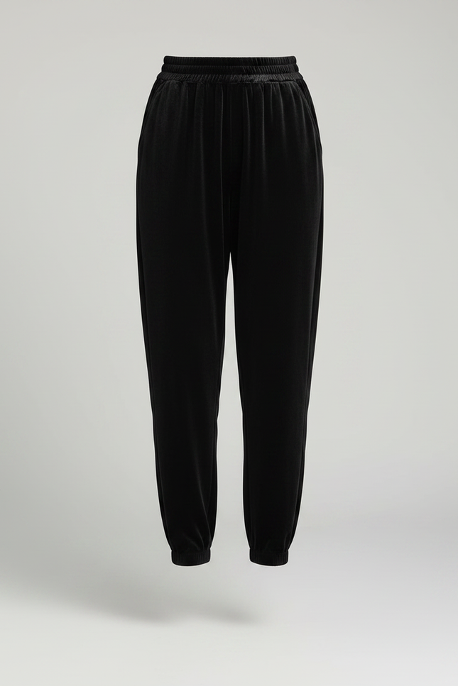 Pantalon Chinois Noir Velours Ample Décontracté Femme - vue 3