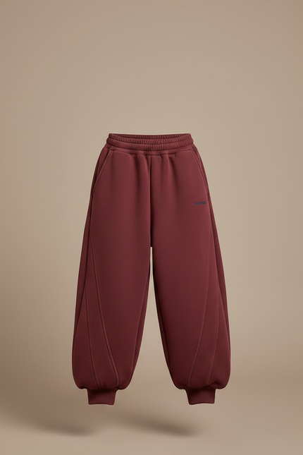 Pantalon Chinois Bordeaux Ample Sportif Molleton Enfant - vue 3