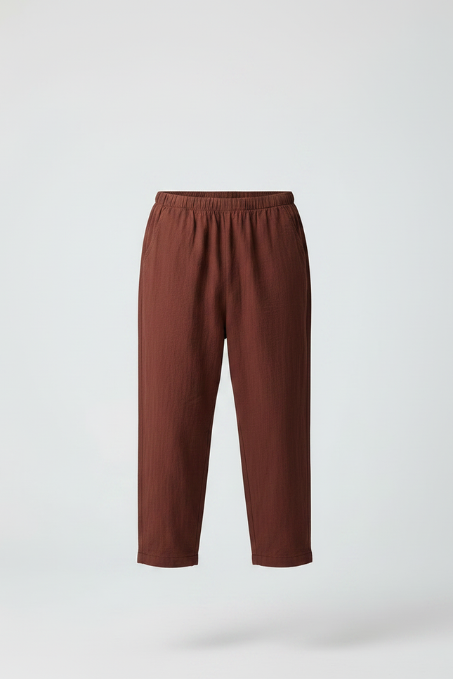 Pantalon Chinois Marron Ample Lin Décontracté Homme Léger - vue 3