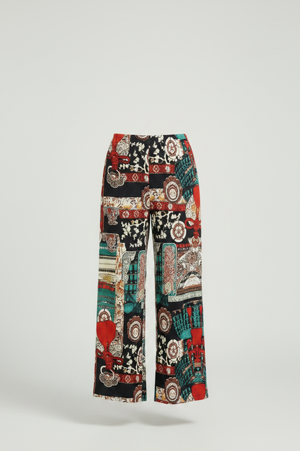 Pantalon Chinois Imprimé Multicolore Ample Fluide Décontracté Élégant - Viscose - vue 3