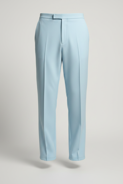 Pantalon Chinois Bleu Ciel Droit Fluide Élégant - Polyester - vue 3
