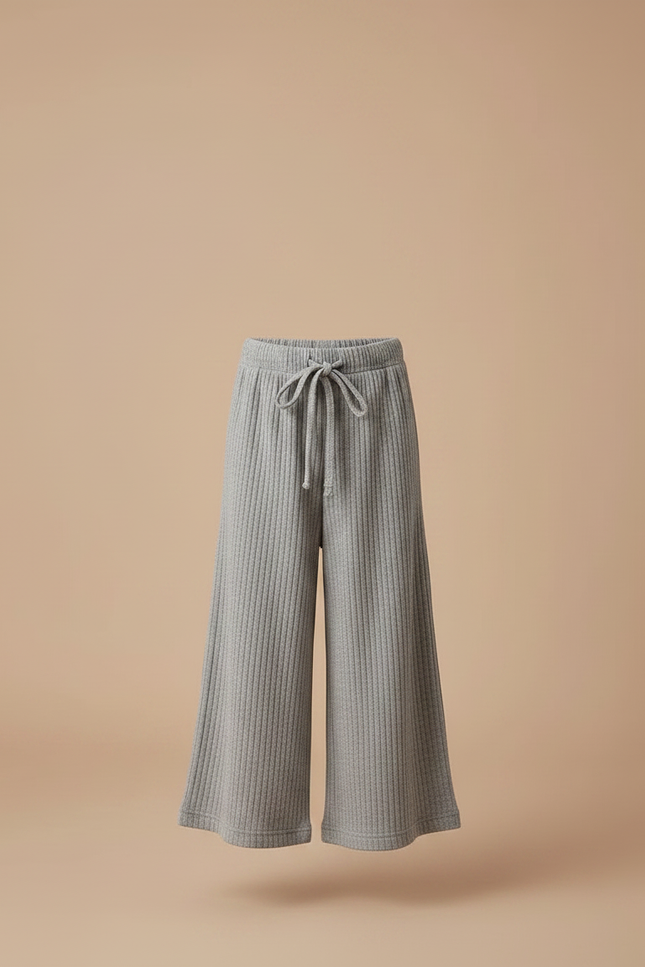 Pantalon Chinois Gris Côtelé Large Ample Enfant - Maille - vue 3