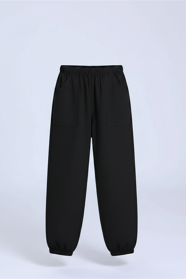 Pantalon Chinois Noir Ample Coton Unisexe Décontracté - vue 3